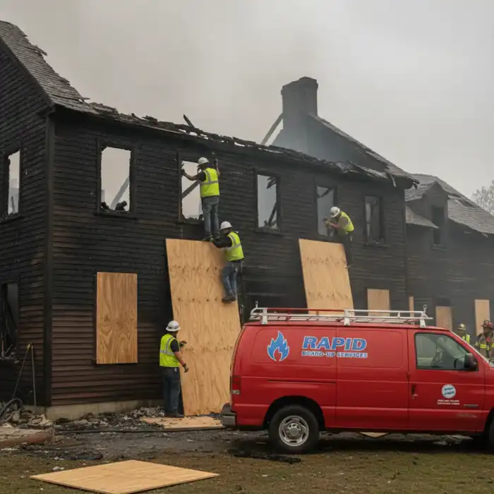 Emergency board-up service after fire damage