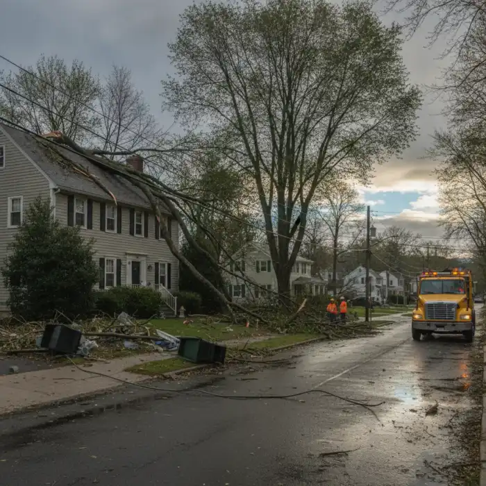 Connecticut home after nor'easter with storm damage